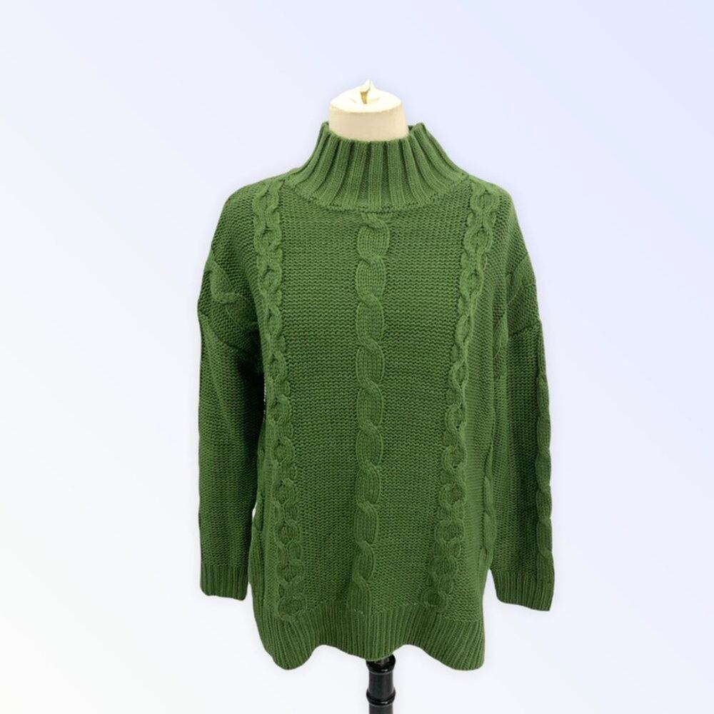 BB Dakota Surplus Green Cable Knit Tunic Sweater NWT Small